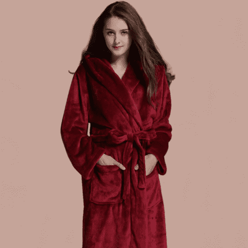 Peignoir Femme Rouge Capuche - Image 3