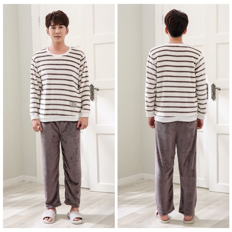 Pyjama Flanelle Rayé Homme - Image 3
