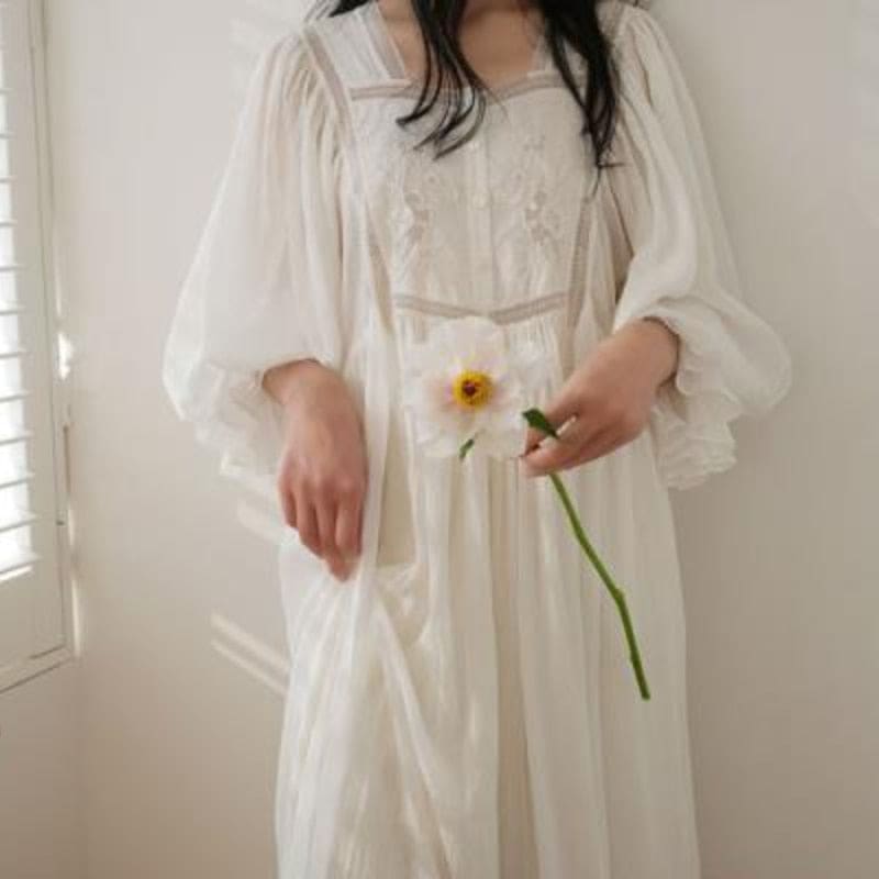 Robe de Chambre Longue Femme en Coton - Image 7