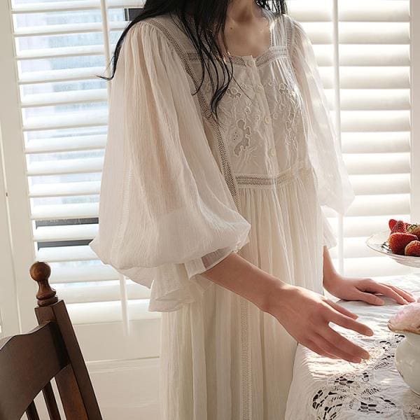 Robe de Chambre Longue Femme en Coton - Image 6
