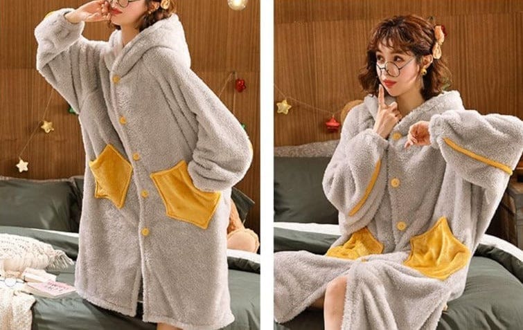 Robe de Chambre Polaire Grise Femme - Image 6