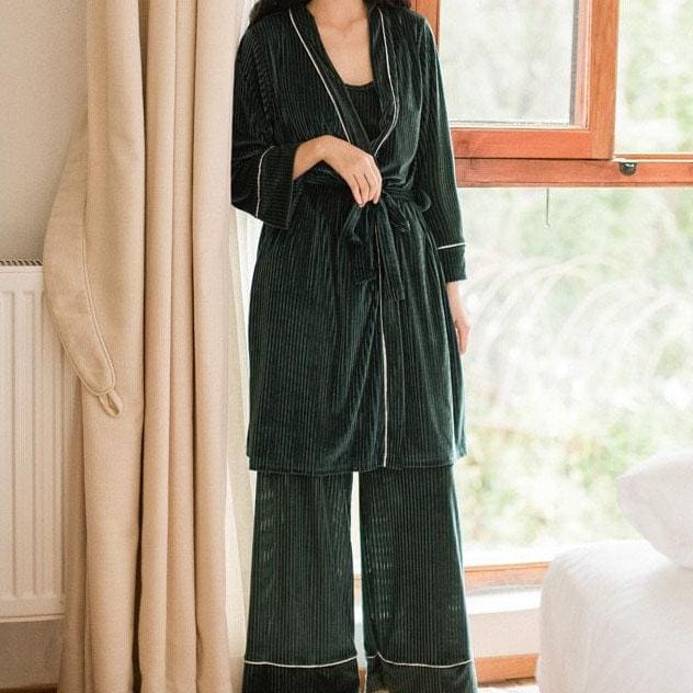 Pyjama Femme Velours Vert - Image 4