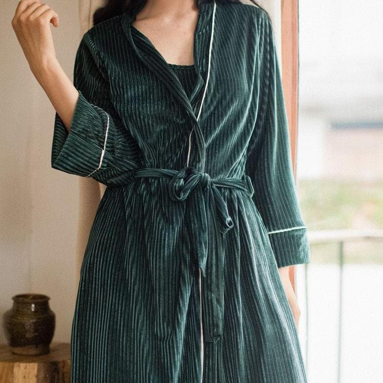 Pyjama Femme Velours Vert - Image 5