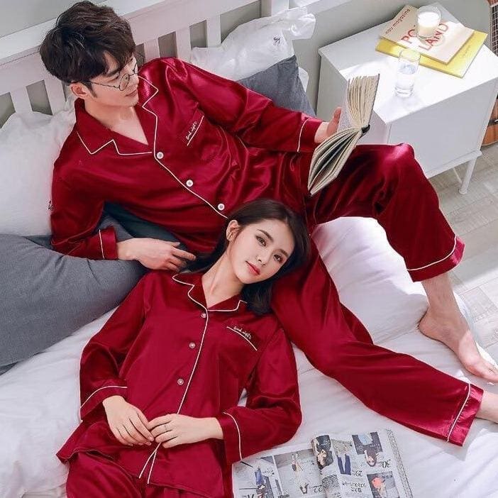 Pyjama Satin Homme Rouge - Image 4