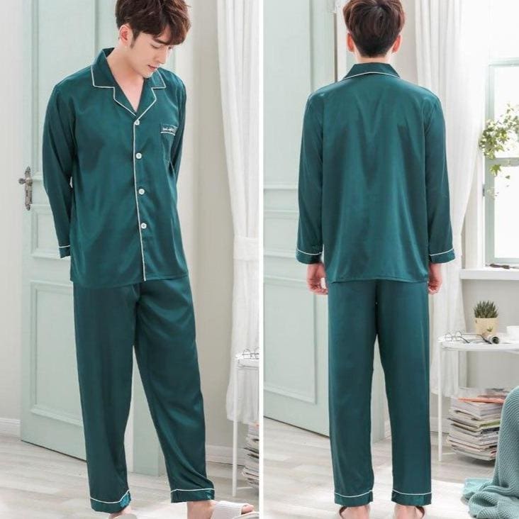 Pyjama Satin Homme Vert - Image 3