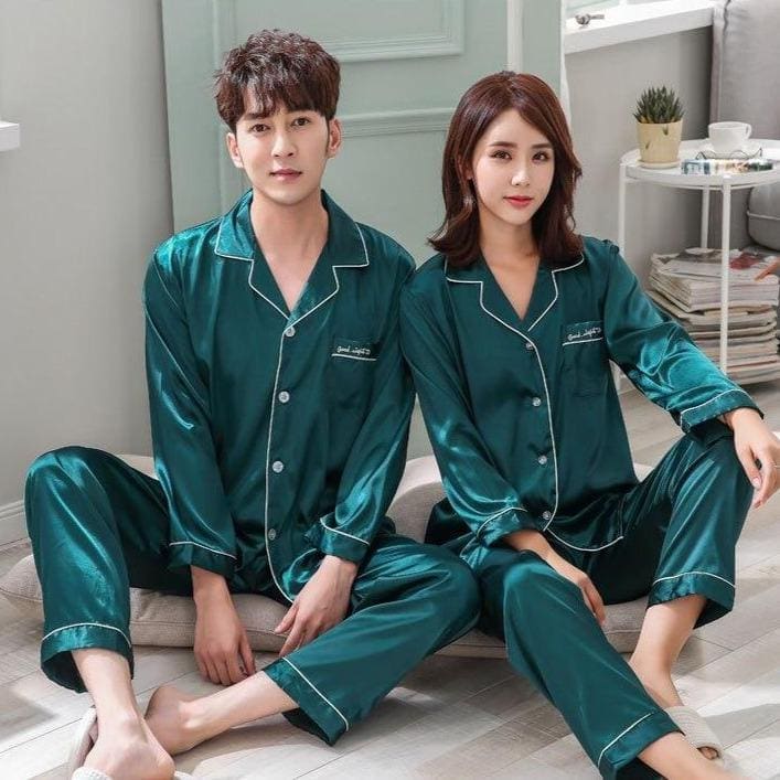 Pyjama Satin Homme Vert - Image 4
