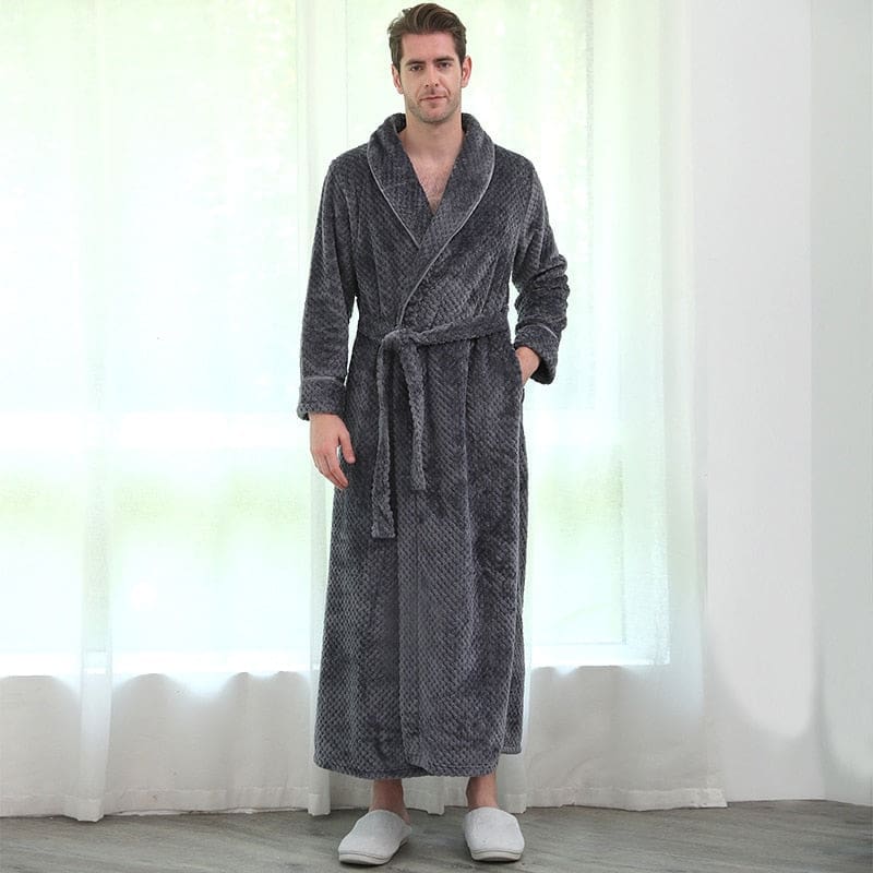 Peignoir de Bain Gris Jacquard Homme