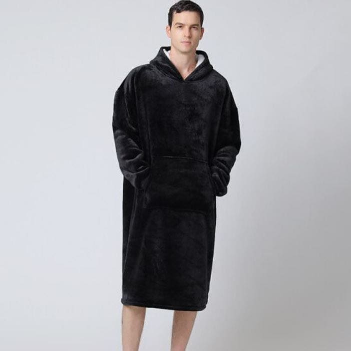 Robe de Chambre Homme Polaire Noir - Image 3