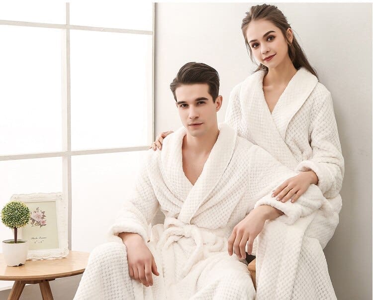 Peignoir Homme Nid d'Abeille Blanc - Image 3