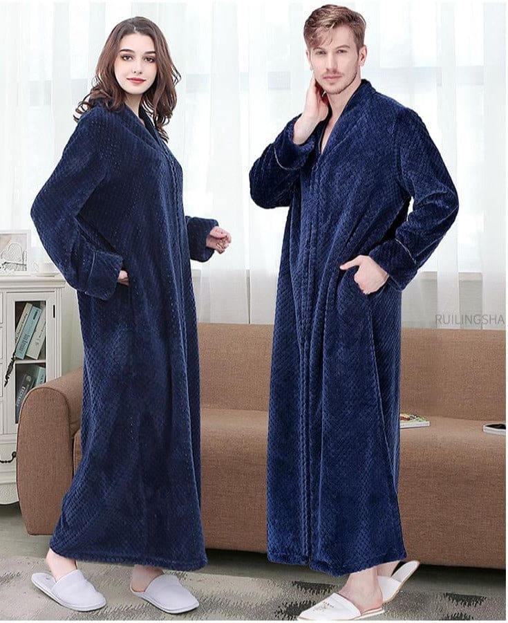 Robe de Chambre Bleu Marine Femme - Image 3