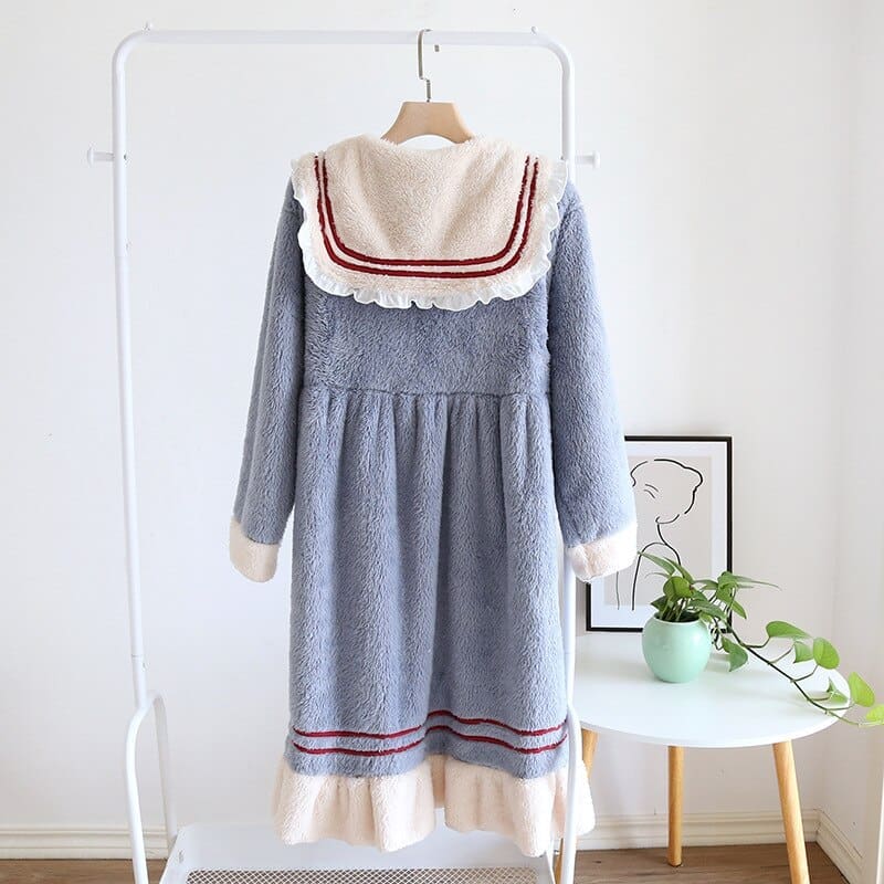 Robe de Chambre Courte Bleu - Image 3